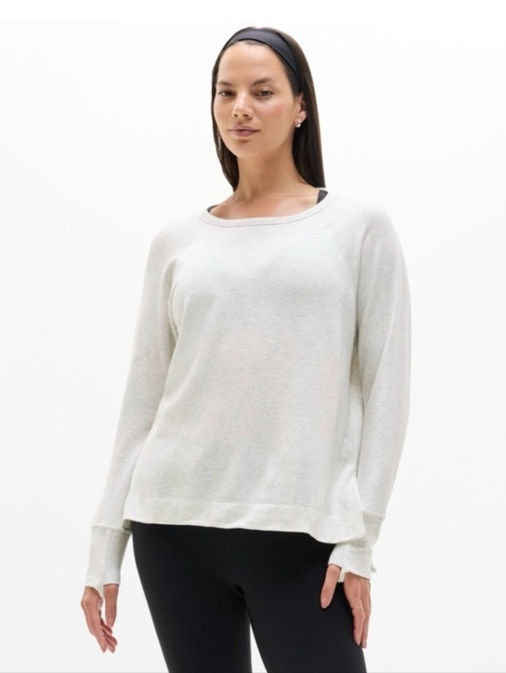 Athleta Coaster Luxe Pullover Sweatshirt Gray Sz Medium